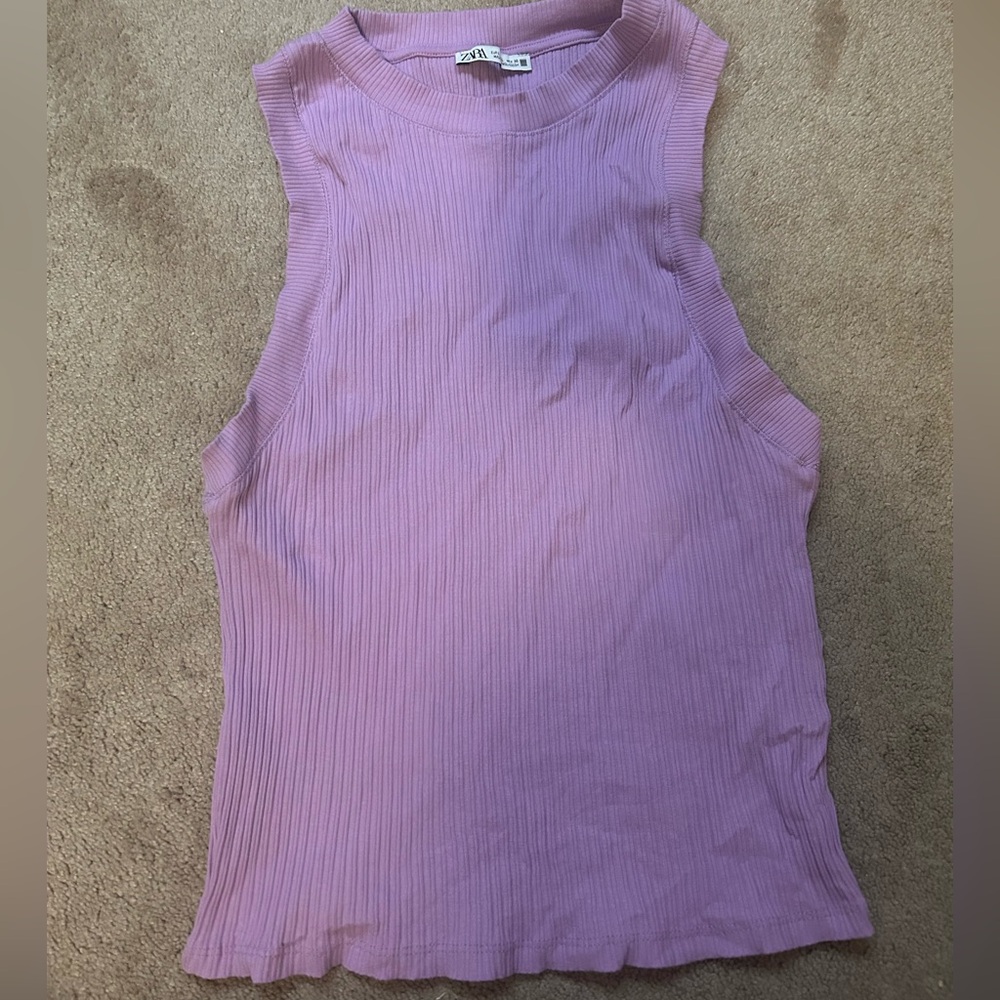 Zara Women's Lavender Ribbed Tank Top